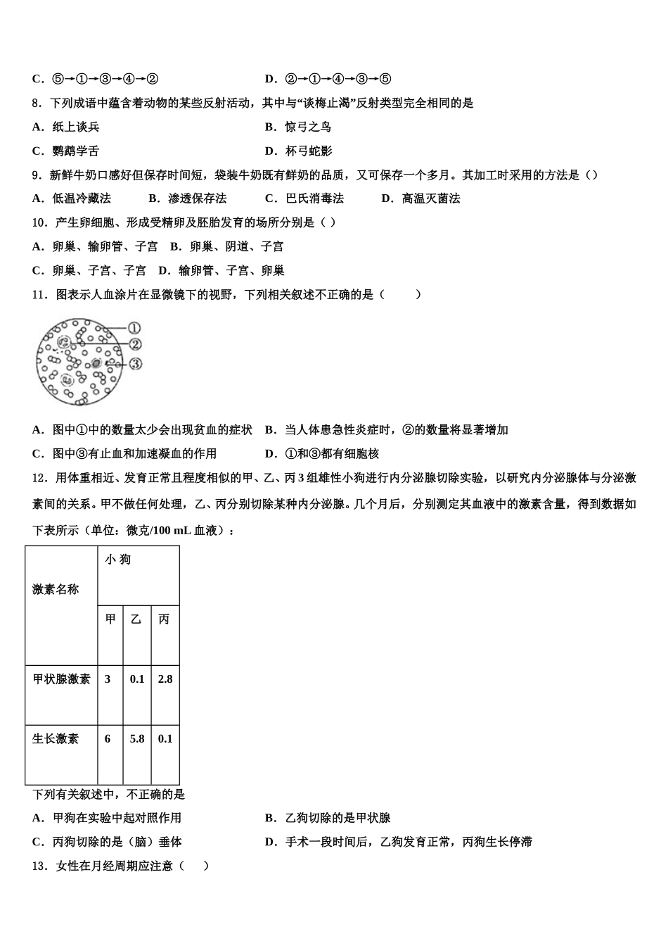 2025年辽宁省沈阳市沈河区生物七年级第二学期期末学业水平测试模拟试题含解析_第2页