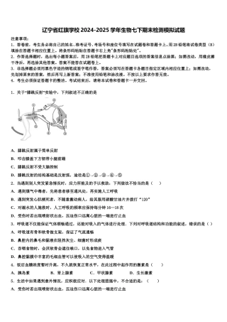 辽宁省红旗学校2024-2025学年生物七下期末检测模拟试题含解析