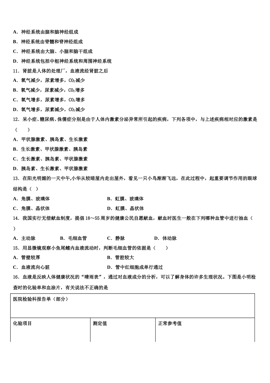 辽宁省丹东第十中学2024-2025学年七年级生物第二学期期末达标检测试题含解析_第2页