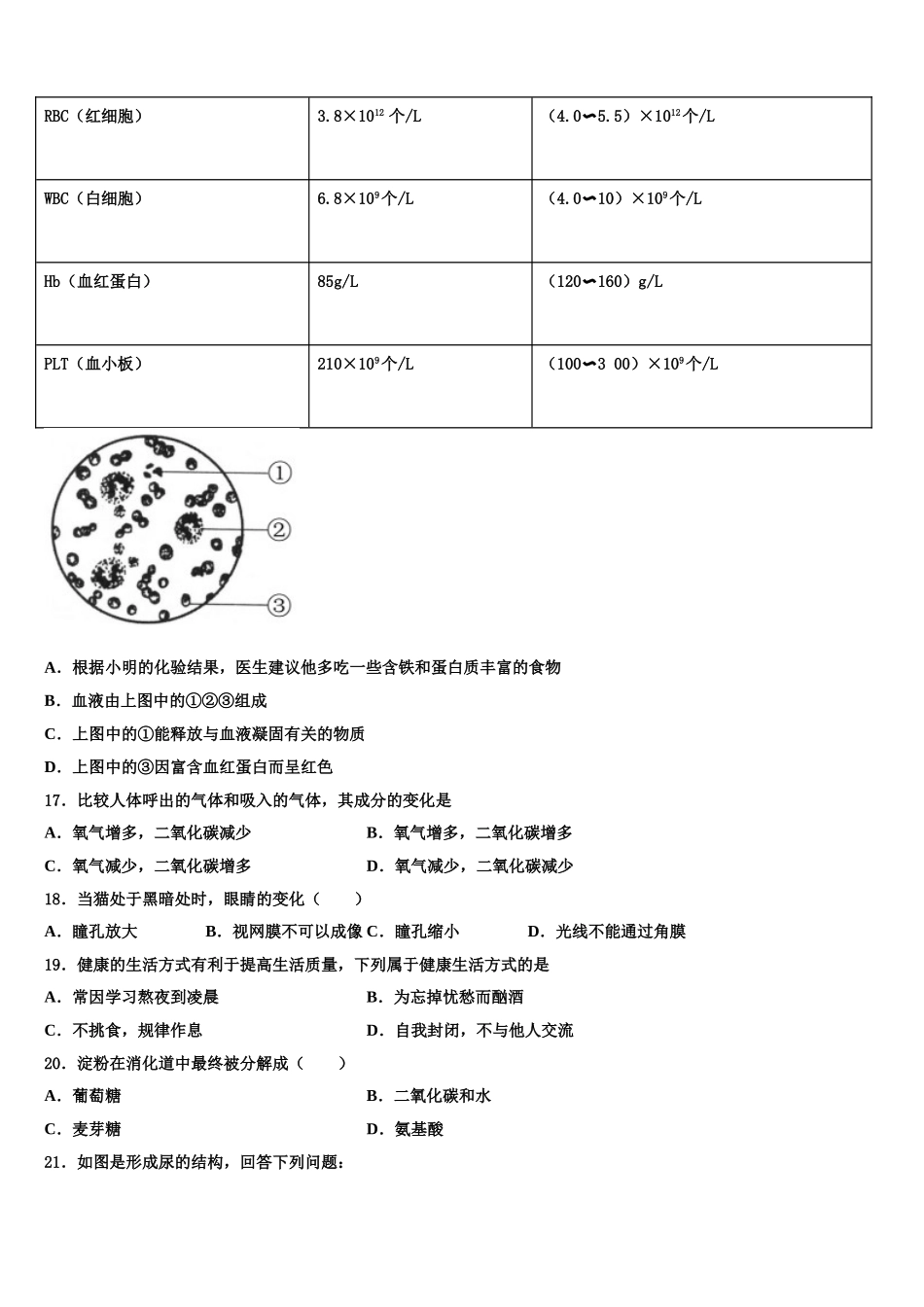 辽宁省丹东第十中学2024-2025学年七年级生物第二学期期末达标检测试题含解析_第3页