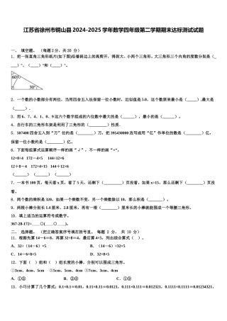 江苏省徐州市铜山县2024-2025学年数学四年级第二学期期末达标测试试题含解析