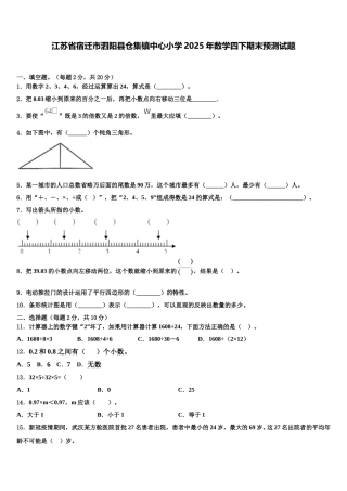 江苏省宿迁市泗阳县仓集镇中心小学2025年数学四下期末预测试题含解析