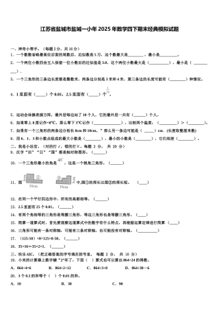 江苏省盐城市盐城一小年2025年数学四下期末经典模拟试题含解析