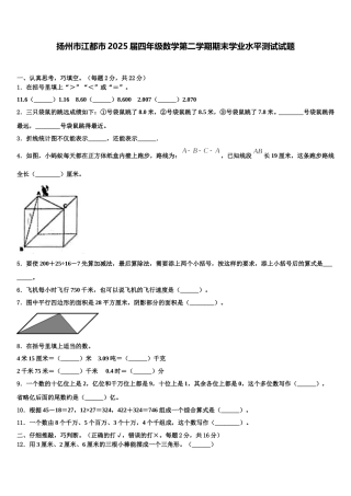 扬州市江都市2025届四年级数学第二学期期末学业水平测试试题含解析