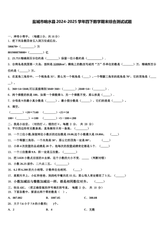 盐城市响水县2024-2025学年四下数学期末综合测试试题含解析
