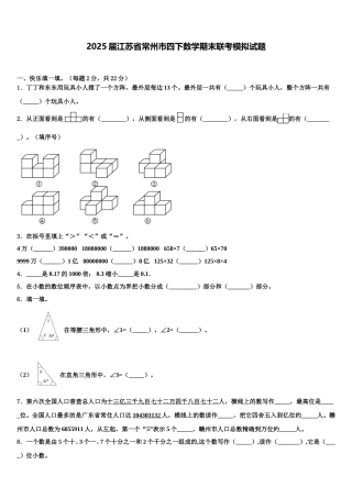 2025届江苏省常州市四下数学期末联考模拟试题含解析
