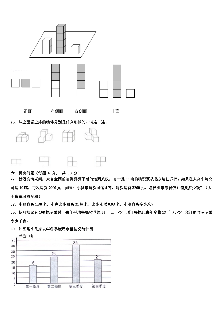 宁夏回族吴忠市同心县2024-2025学年四下数学期末质量跟踪监视模拟试题含解析_第3页
