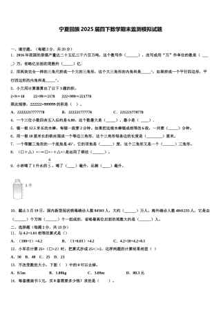 宁夏回族2025届四下数学期末监测模拟试题含解析