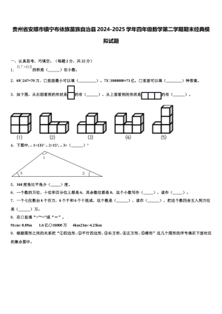 贵州省安顺市镇宁布依族苗族自治县2024-2025学年四年级数学第二学期期末经典模拟试题含解析