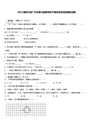 2025届四川省广元市青川县数学四下期末综合测试模拟试题含解析