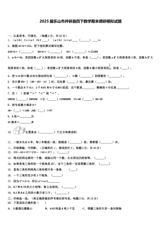 2025届乐山市井研县四下数学期末调研模拟试题含解析