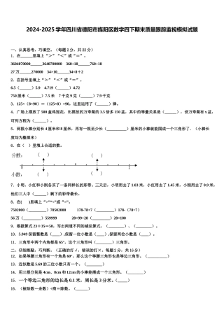 2024-2025学年四川省德阳市旌阳区数学四下期末质量跟踪监视模拟试题含解析