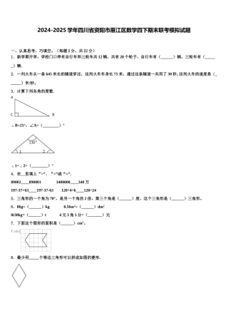 2024-2025学年四川省资阳市雁江区数学四下期末联考模拟试题含解析