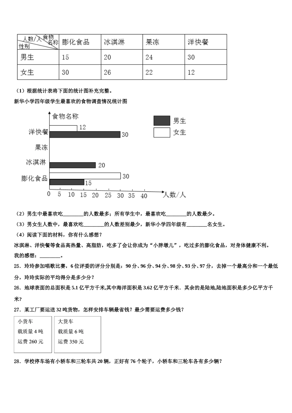 2024-2025学年达州市万源市四年级数学第二学期期末教学质量检测试题含解析_第3页