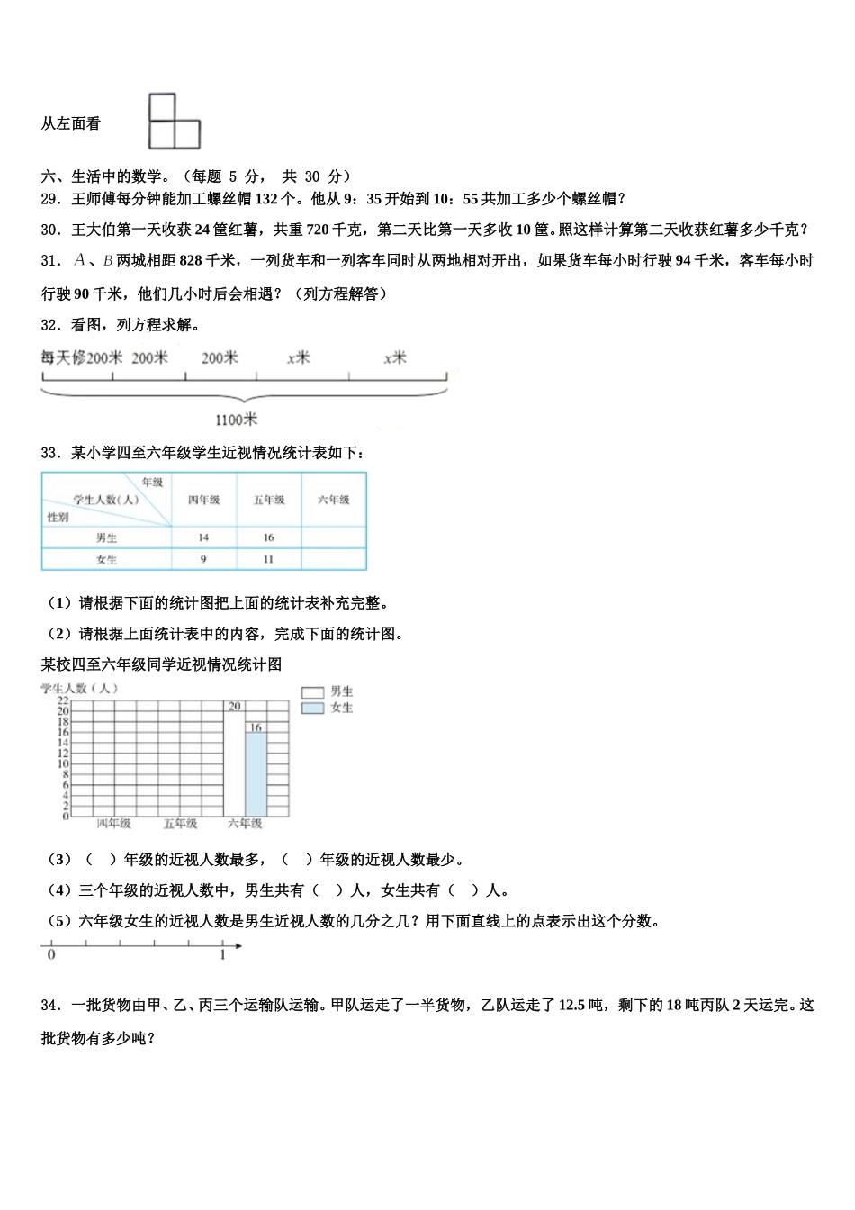 阿坝藏族羌族自治州2025届数学四下期末联考试题含解析_第3页
