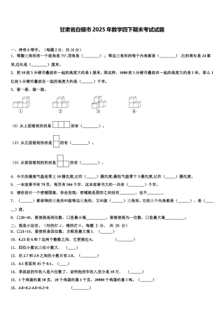 甘肃省白银市2025年数学四下期末考试试题含解析