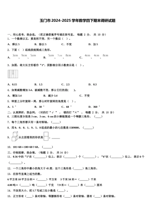 玉门市2024-2025学年数学四下期末调研试题含解析