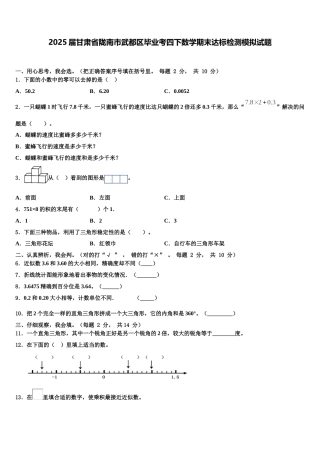 2025届甘肃省陇南市武都区毕业考四下数学期末达标检测模拟试题含解析