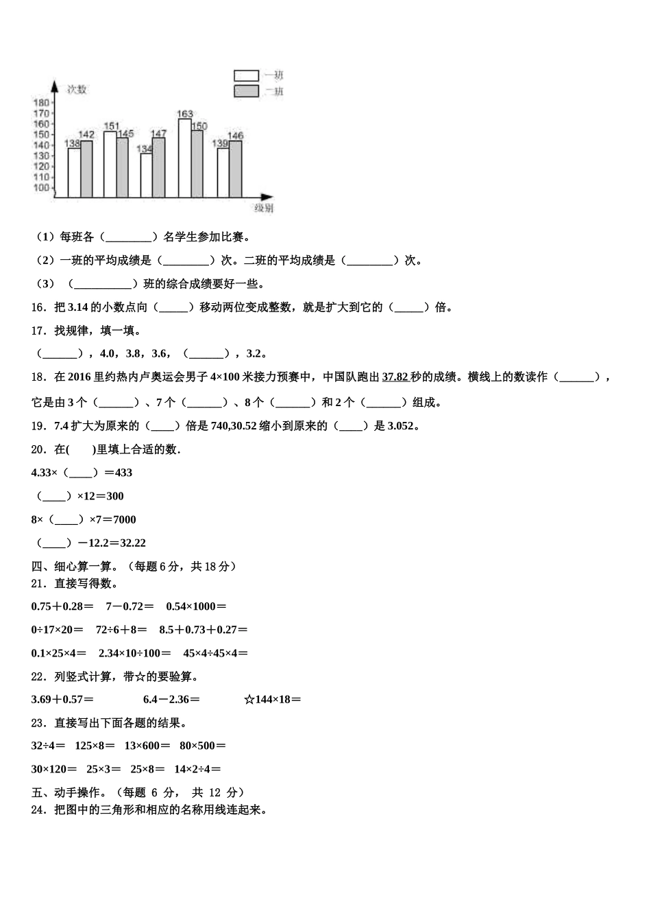2025年青海省海南藏族自治州四年级数学第二学期期末学业质量监测试题含解析_第2页