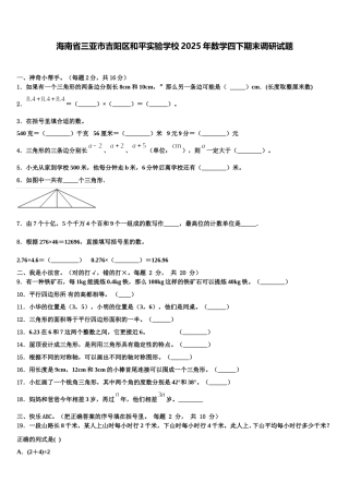 海南省三亚市吉阳区和平实验学校2025年数学四下期末调研试题含解析