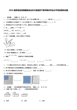 2025届青海省海南藏族自治州兴海县四下数学期末学业水平测试模拟试题含解析