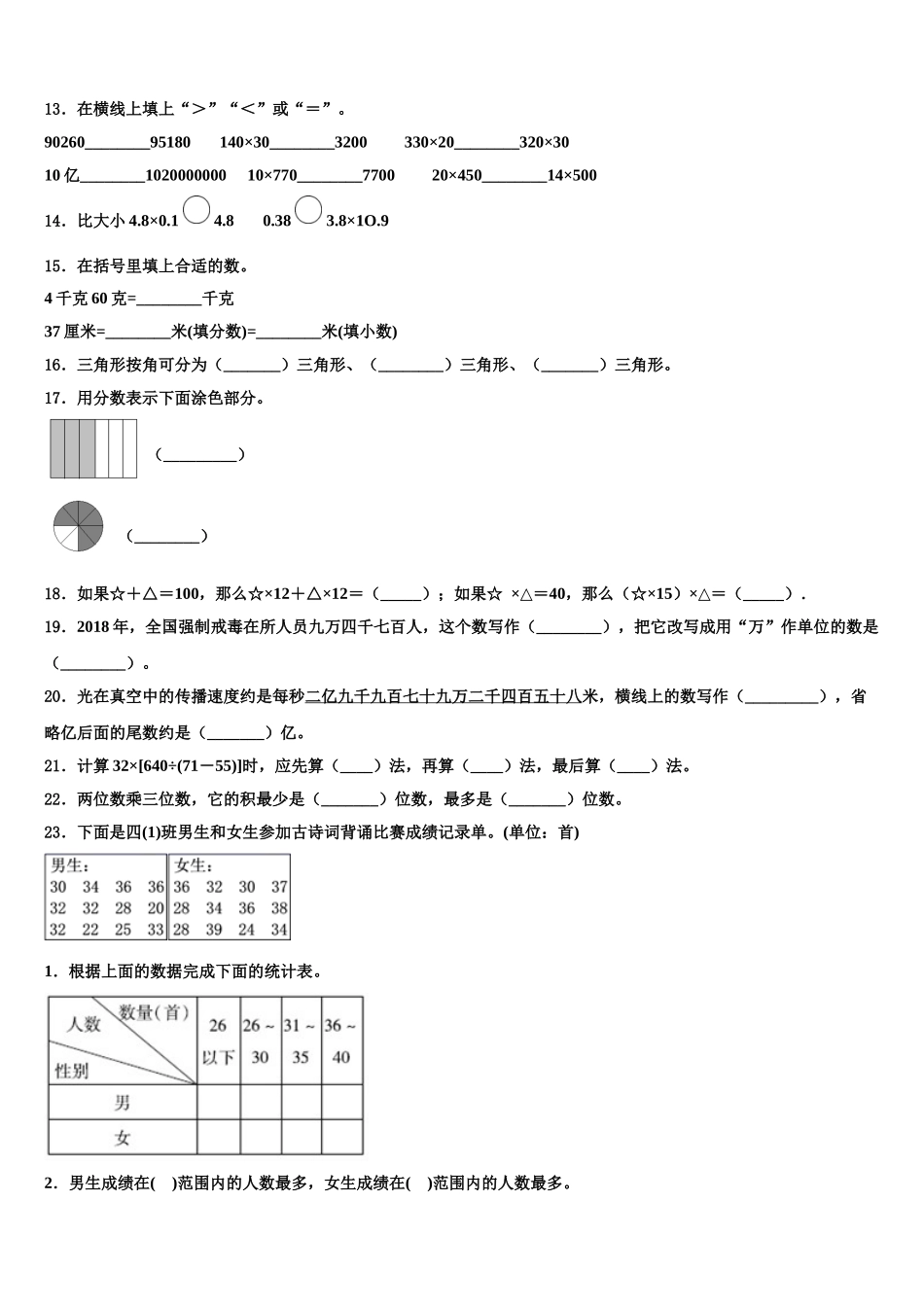 2024-2025学年化州市数学四年级第二学期期末经典试题含解析_第2页