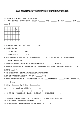 2025届西藏林芝市广东实验学校四下数学期末统考模拟试题含解析