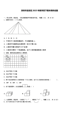 深圳市宝安区2025年数学四下期末调研试题含解析