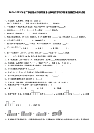 2024-2025学年广东省惠州市惠阳区十校联考四下数学期末质量检测模拟试题含解析