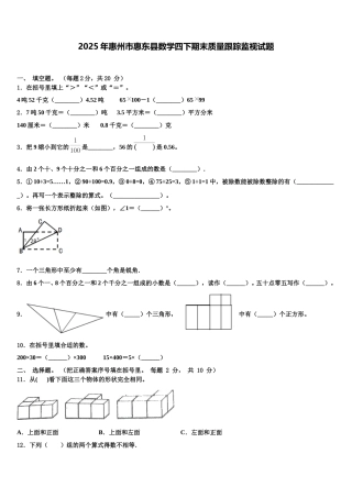 2025年惠州市惠东县数学四下期末质量跟踪监视试题含解析