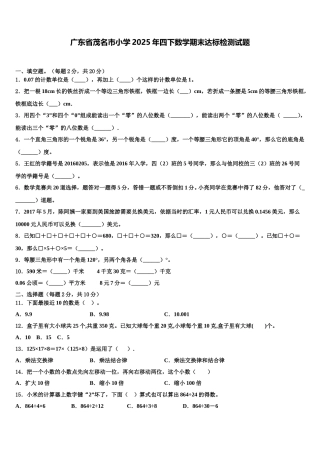 广东省茂名市小学2025年四下数学期末达标检测试题含解析