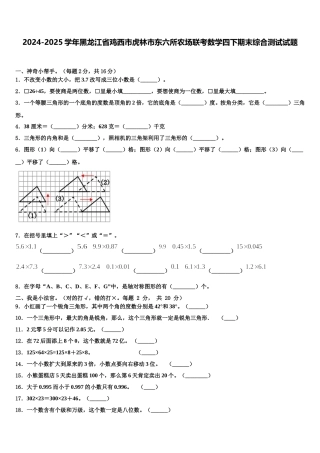 2024-2025学年黑龙江省鸡西市虎林市东六所农场联考数学四下期末综合测试试题含解析