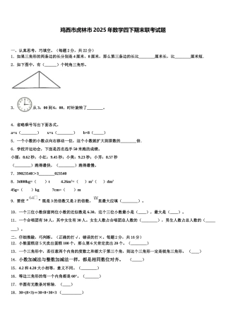 鸡西市虎林市2025年数学四下期末联考试题含解析