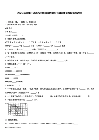 2025年黑龙江省鸡西市恒山区数学四下期末质量跟踪监视试题含解析