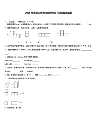 2025年黑龙江省黑河市数学四下期末预测试题含解析