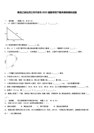 黑龙江省牡丹江市宁安市2025届数学四下期末调研模拟试题含解析