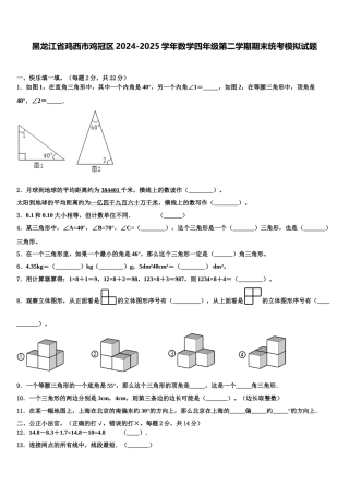 黑龙江省鸡西市鸡冠区2024-2025学年数学四年级第二学期期末统考模拟试题含解析