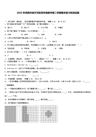 2025年鸡西市城子河区四年级数学第二学期期末复习检测试题含解析