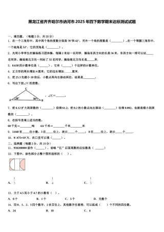 黑龙江省齐齐哈尔市讷河市2025年四下数学期末达标测试试题含解析