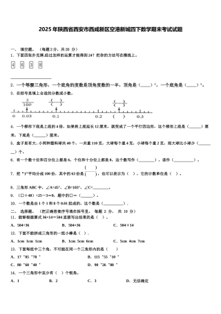 2025年陕西省西安市西咸新区空港新城四下数学期末考试试题含解析