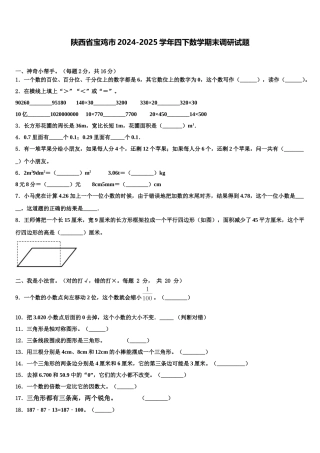 陕西省宝鸡市2024-2025学年四下数学期末调研试题含解析