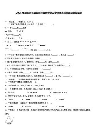 2025年咸阳市长武县四年级数学第二学期期末质量跟踪监视试题含解析