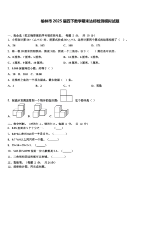 榆林市2025届四下数学期末达标检测模拟试题含解析