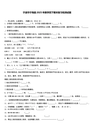 宁波市宁海县2025年数学四下期末复习检测试题含解析