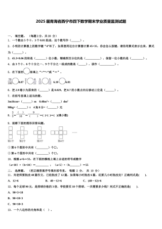 2025届青海省西宁市四下数学期末学业质量监测试题含解析