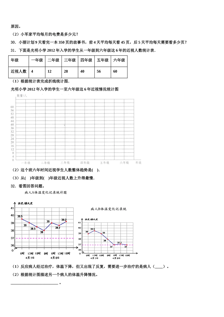 青海省玉树藏族自治州治多县2024-2025学年四下数学期末统考模拟试题含解析_第3页