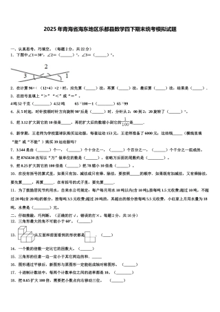 2025年青海省海东地区乐都县数学四下期末统考模拟试题含解析