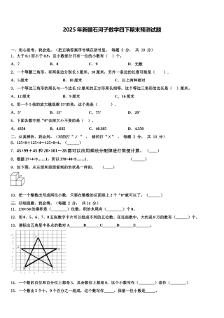 2025年新疆石河子数学四下期末预测试题含解析