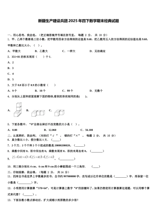 新疆生产建设兵团2025年四下数学期末经典试题含解析
