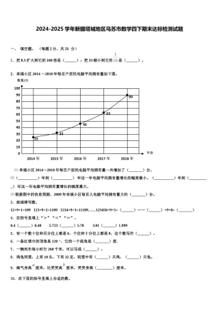 2024-2025学年新疆塔城地区乌苏市数学四下期末达标检测试题含解析